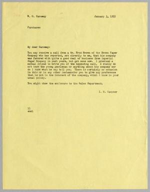 [Letter from I. H. Kempner to W. O. Caraway, January 3, 1955]