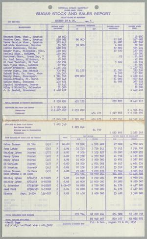 [Imperial Sugar Company Sugar Stock and Sales Report: August 19 & 20, 1955]