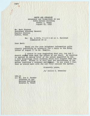 [Letter from Zollie C. Steakly to Mert Starnes, August 19, 1955]