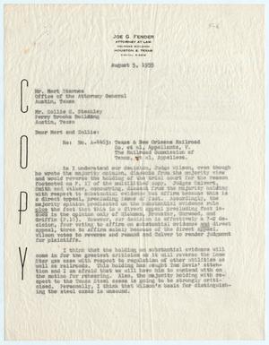 [Letter from Joe G. Fender to Mert Starnes, August 5, 1955]