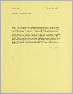 [Letter from I. H. Kempner to George Andre, February 12, 1955]