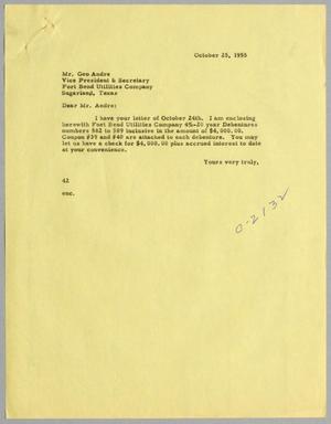 Primary view of object titled '[Letter from A. H. Blackshear, Jr. to George Andre, October 25, 1955]'.