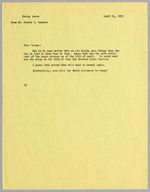 [Letter from Harris L. Kempner to George Andre, April 14, 1955]