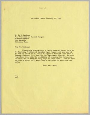 Primary view of object titled '[Letter from I. H. Kempner to W. H. Sandberg, February 11, 1955]'.