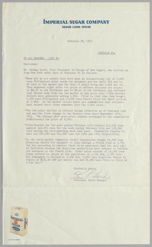 [Letter from Ken L. Laird to All Brokers - List #1, February 28, 1955]