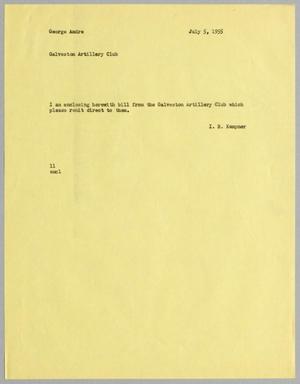 Primary view of object titled '[Letter from I. H. Kempner to George Andre, July 5, 1955]'.