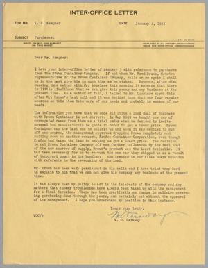 [Letter from W. O. Caraway to I. H. Kempner, January 4, 1955]