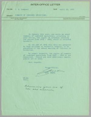 [Letter from George Andre to I. H. Kempner, April 22, 1955]