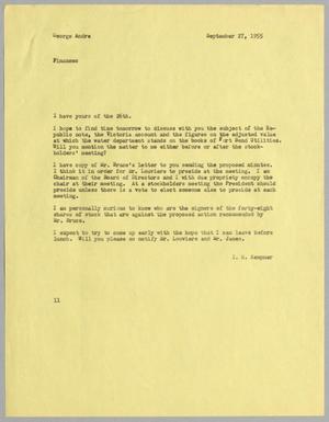 [Letter from I. H. Kempner to George Andre, September 27, 1955]