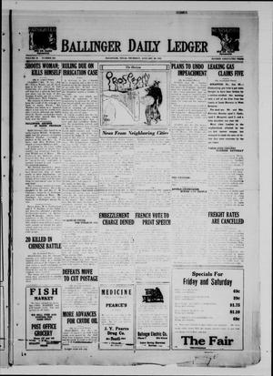 Ballinger Daily Ledger (Ballinger, Tex.), Vol. 19, No. 256, Ed. 1 Thursday, January 29, 1925