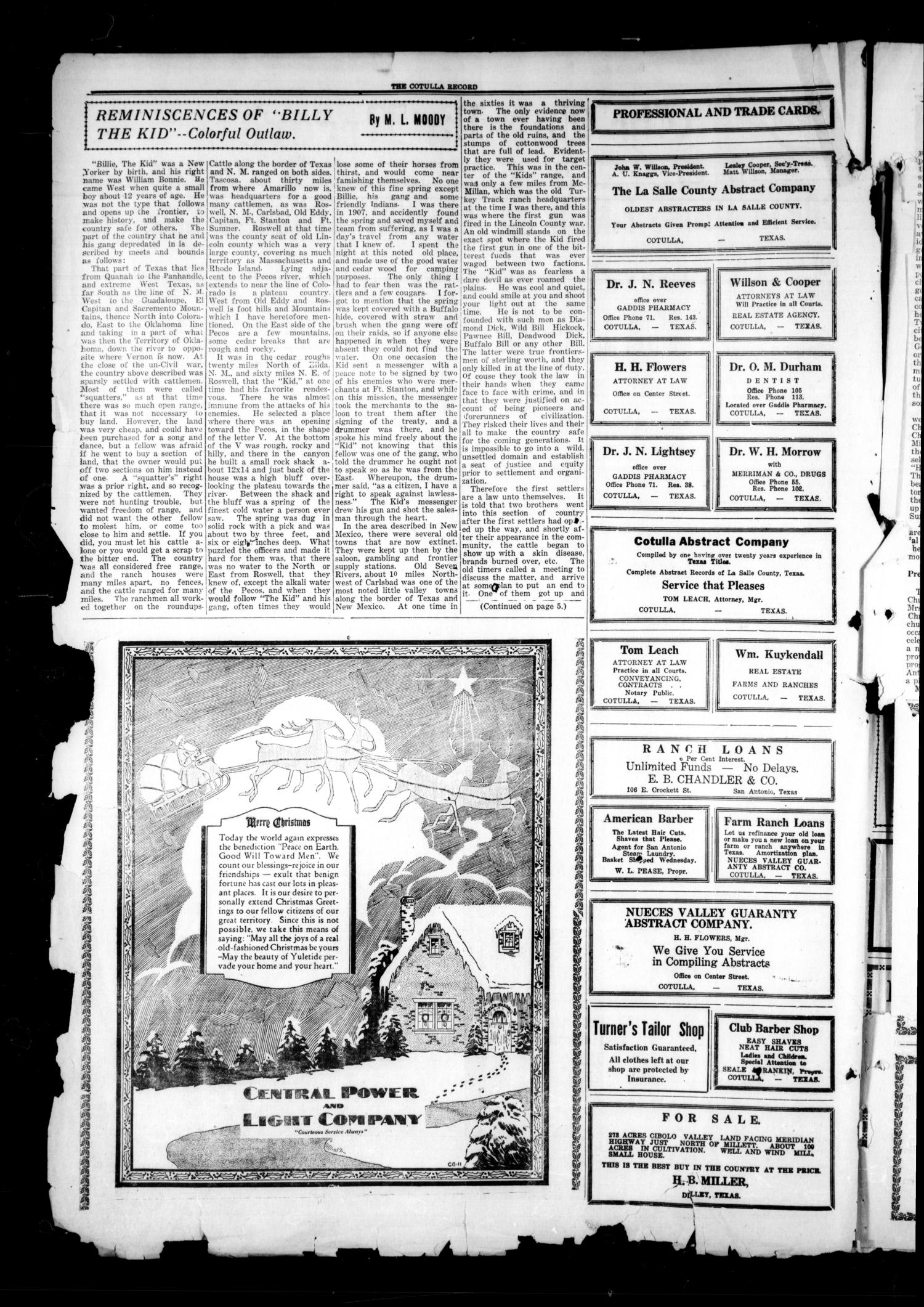 The Cotulla Record (Cotulla, Tex.), Vol. 30, No. 41, Ed. 1 Friday, December 20, 1929
                                                
                                                    [Sequence #]: 2 of 8
                                                