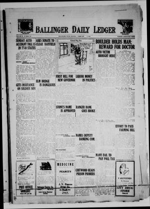 Ballinger Daily Ledger (Ballinger, Tex.), Vol. 19, No. 259, Ed. 1 Monday, February 2, 1925