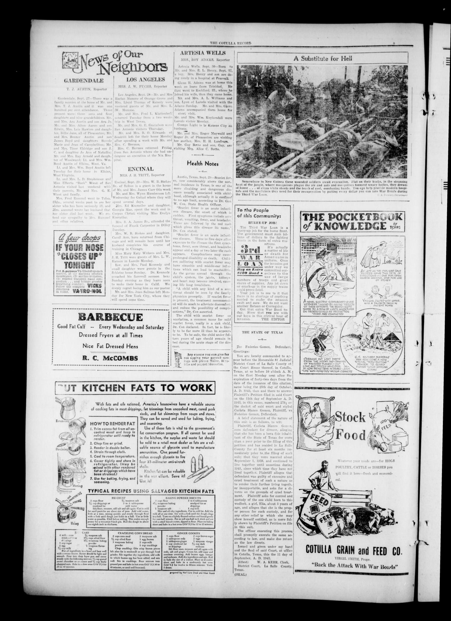 The Cotulla Record (Cotulla, Tex.), Vol. 47, No. 15, Ed. 1 Friday, October 1, 1943
                                                
                                                    [Sequence #]: 2 of 6
                                                