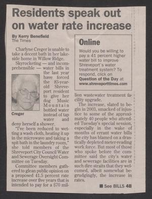 [Clipping: Residents speak out on water rate increase]