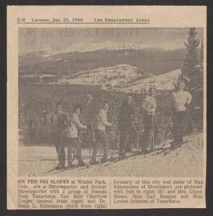 Primary view of object titled '[Clipping: On the Ski Slopes]'.