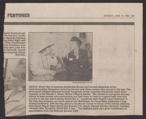 Primary view of object titled '[Clipping: WWII Veterans Dardanelle Brown and Annelle Bulechek]'.
