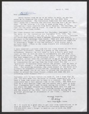 [Letter from Mary Regalbuto Jones to Catherine Parker, April 1, 1992]