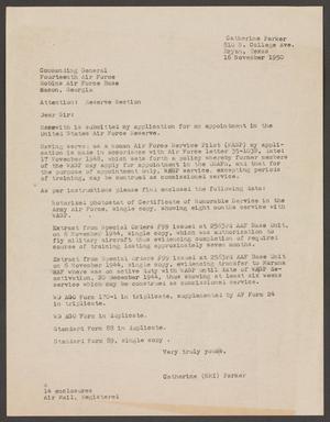 [Letter from Catherine Parker, November 16, 1950]
