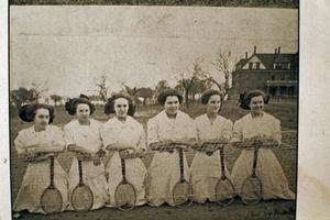 Primary view of object titled '[Girls' Tennis Team- - HSU 1911]'.