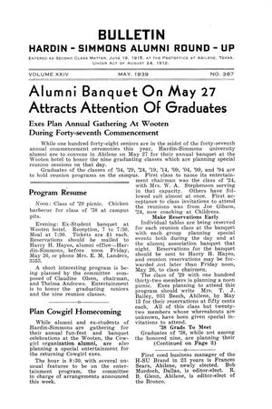 Bulletin: Hardin-Simmons Alumni Round-Up, May 1939
