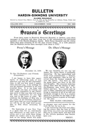 Bulletin: Hardin-Simmons University Ex-Student Roundup, December 1939