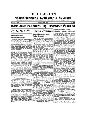 Bulletin: Hardin-Simmons University Ex-Student Roundup, February 1940