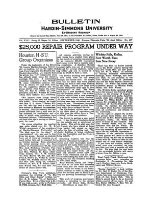 Primary view of object titled 'Bulletin: Hardin-Simmons University Ex-Student Roundup, September 1940'.