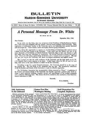 Primary view of object titled 'Bulletin: Hardin-Simmons University Ex-Student Roundup, October 1940'.