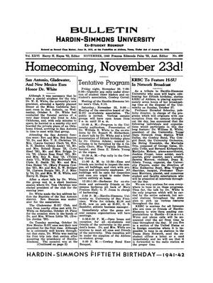 Primary view of object titled 'Bulletin: Hardin-Simmons University Ex-Student Roundup, November 1940'.