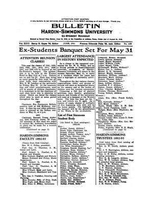 Bulletin: Hardin-Simmons University Ex-Student Roundup, June 1941