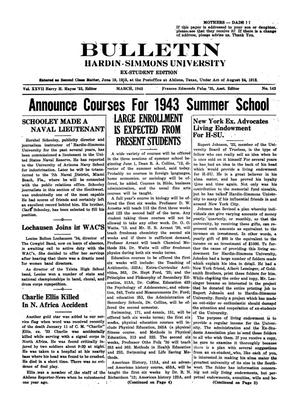 Bulletin: Hardin-Simmons University, Ex-Student Edition, March 1943
