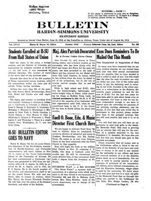 Bulletin: Hardin-Simmons University, Ex-Student Edition, October 1943