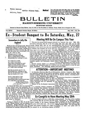 Bulletin: Hardin-Simmons University, Ex-Student Edition, May 1944