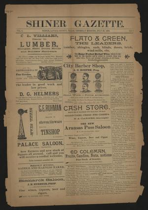 Primary view of object titled 'Shiner Gazette. (Shiner, Tex.), Vol. 4, No. 9, Ed. 1 Thursday, July 30, 1896'.