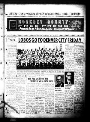 Hockley County Free Press (Levelland, Tex.), Vol. 1, No. 38, Ed. 1 Thursday, September 24, 1964