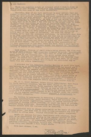 [Letter from Harley Stires to the Women Airforce Service Pilots]