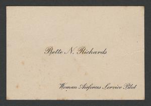 Primary view of object titled '[Bette N. Richards Name Card]'.