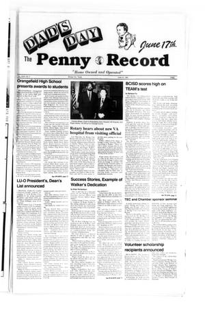 Primary view of object titled 'The Penny Record (Bridge City, Tex.), Vol. 32, No. 5, Ed. 1 Tuesday, June 12, 1990'.
