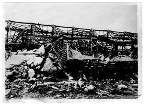 [Crushed train cars after the 1947 Texas City Disaster]