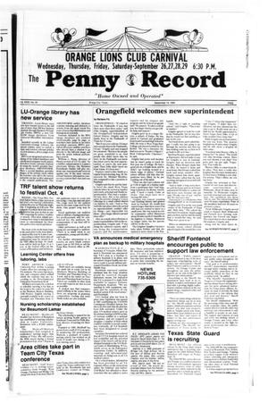 The Penny Record (Bridge City, Tex.), Vol. 32, No. 25, Ed. 1 Tuesday, September 18, 1990