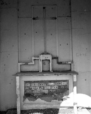 Primary view of object titled '[Inside the Prisoner of War Camp's Chapel]'.