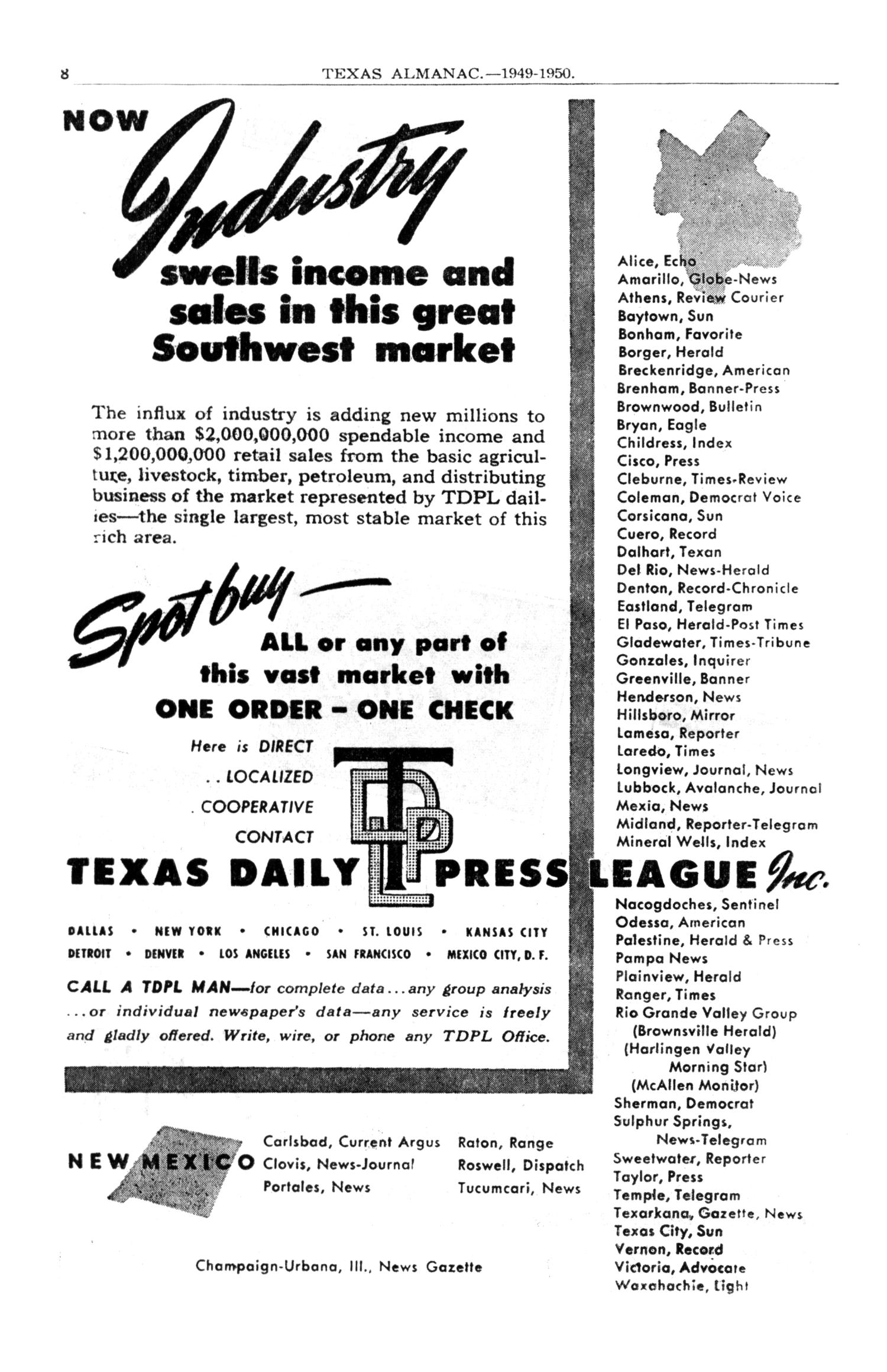 Texas Almanac, 1949-1950
                                                
                                                    8
                                                
