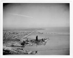 Primary view of object titled '[Aerial view of refinery structures near the port after the 1947 Texas City Disaster]'.