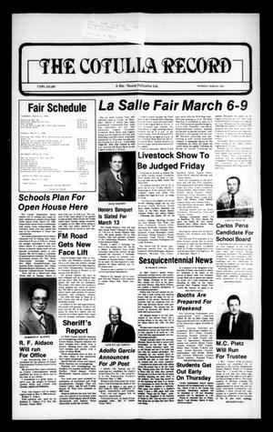 Primary view of The Cotulla Record (Cotulla, Tex.), Ed. 1 Thursday, March 6, 1986