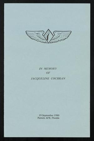 Primary view of object titled '[Program: In Memory of Jacqueline Cochran]'.