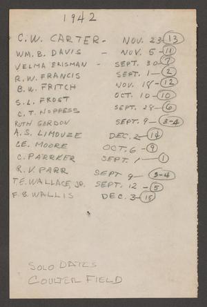 Primary view of object titled '[WASP Solo Flight Dates]'.