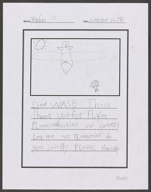 Primary view of object titled '[Letter from Jadin to the Women Airforce Service Pilots, September 22, 2015]'.