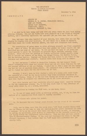 Primary view of object titled '[Letter from General H. H. Arnold to Charlyne Creger, December 7, 1944]'.