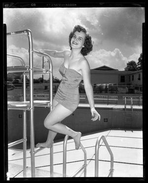 Primary view of object titled '[Woman Posing on a Lifeguard Chair]'.