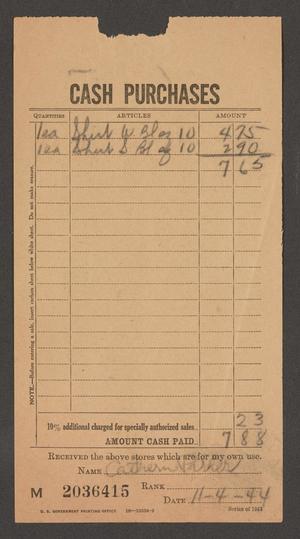[Receipt of Cash Purchases, November 4, 1944]